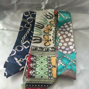 Set of 3 Colorful Patterned Silk Purse/Hair Scarves